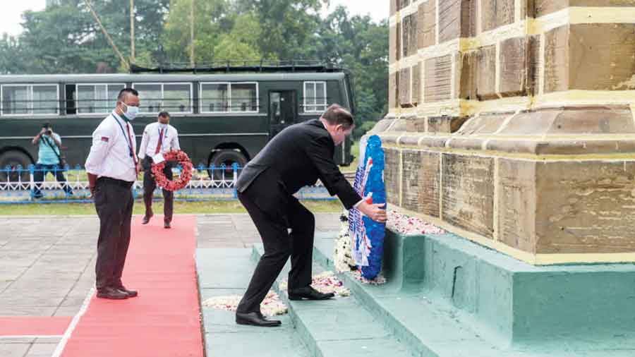 British deputy high commissioner Nick Low  pays tribute to the  soldiers on Sunday