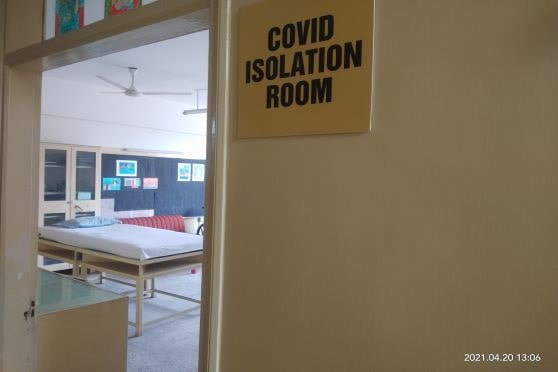 An isolation room has been kept ready at Lakshmipat Singhania Academy for anyone showing COVID-like symptoms. 