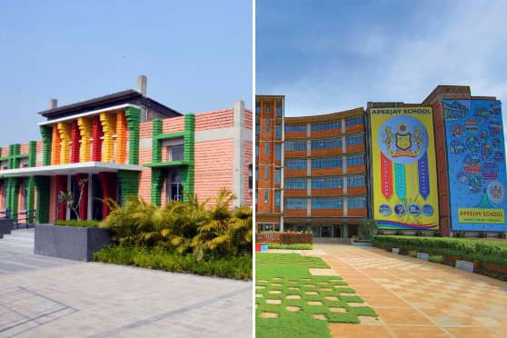(From left) Apeejay School Haldia is pending approval for a CBSE affiliation; Apeejay School Bhubaneswar is affiliated to CBSE.