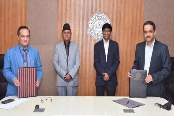 Shashidhar Joshi, dean of Institute of Engineering, Tribhuvan University, Peshal Dahal, registrar, TU, Abhay Karandikar, director IIT Kanpur, Yogesh Joshi, dean of International Relations, IIT Kanpur