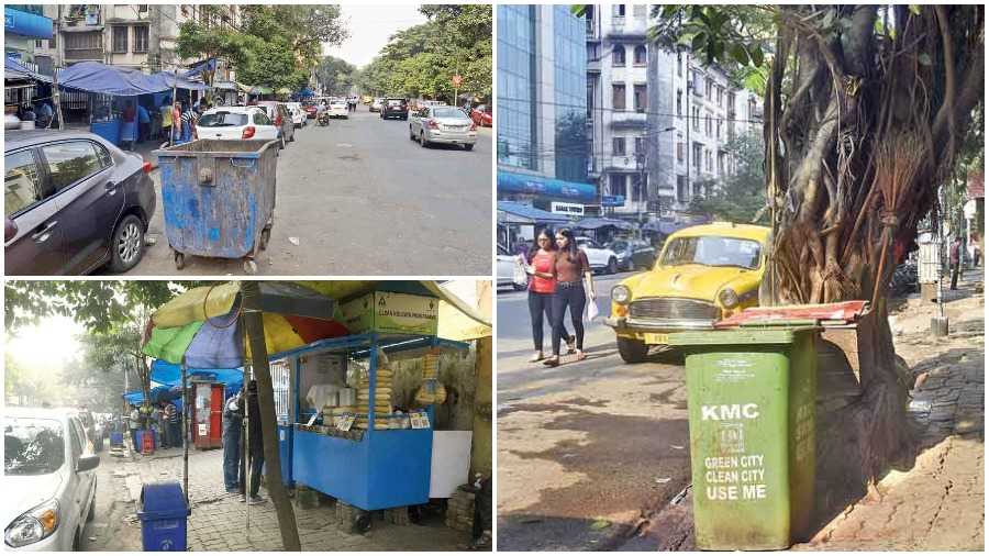 CMC garbage bins on Russell Street on Saturday.