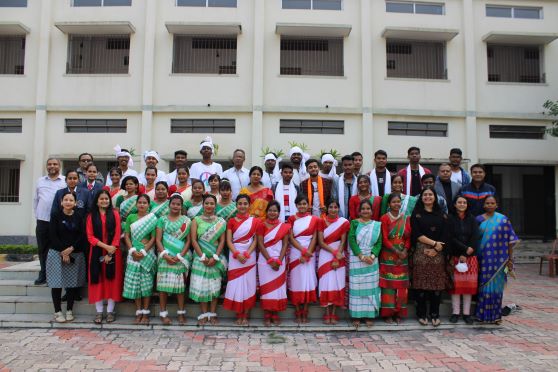 Students pose for a photograph outside XITE College after the dance performances.