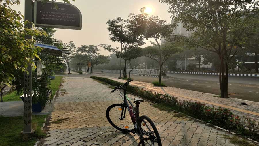 The lanes near New Town Bus Stand have ample green cover to elevate your mood