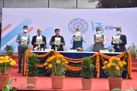 (In the middle) Ajit K. Chaturvedi, director of IIT Roorkee along with other dignitaries launching the biodiversity report prepared by Wildlife Institute  of India
