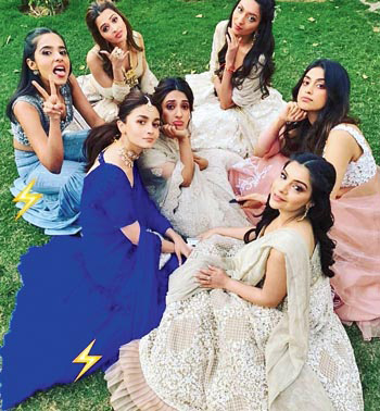 Actors Alia Bhatt and Akansha Ranjan Kapoor at a friend’s wedding