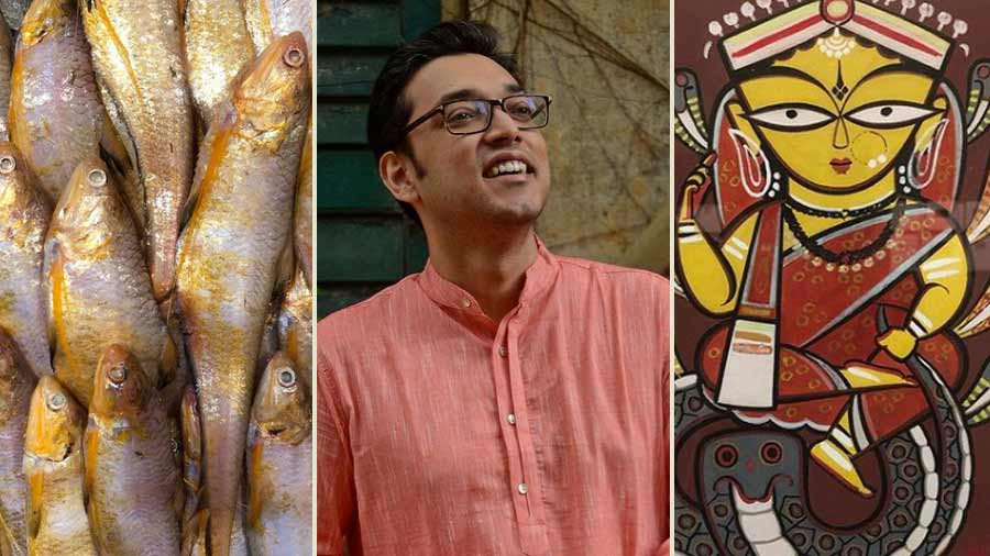 From (left) photos of fish to (right) paintings by Jamini Roy, Anupam Roy’s posts highlight Bengali culture