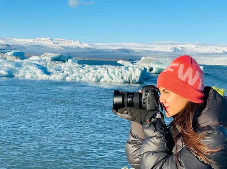 KINGDOM OF ICE: Actor Rukmini Maitra caught in a candid frame in Jokulsarlon, Iceland. She uploaded this photograph on her Instagram handle on Sunday, November 21