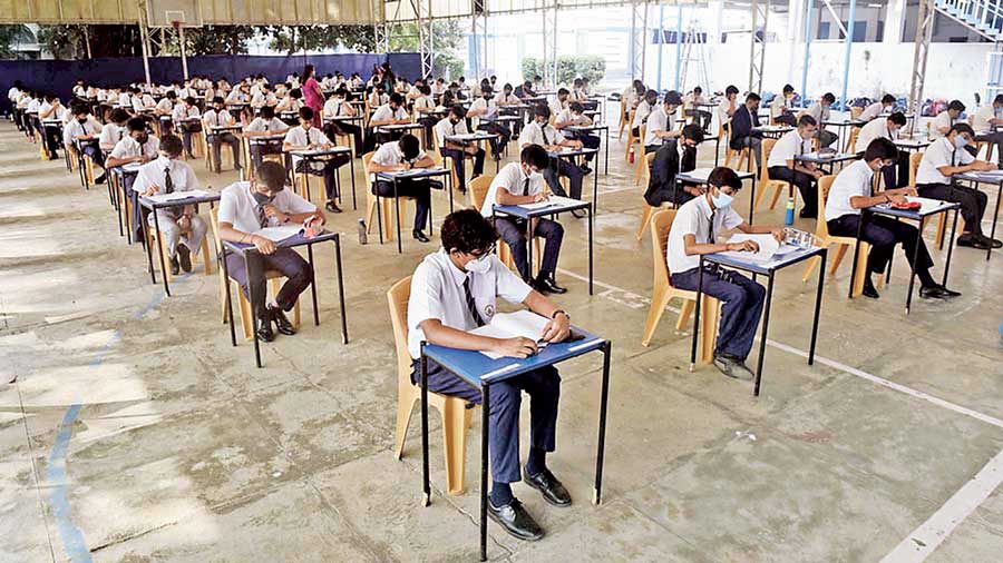 ISC Semester 1 exam being held at a city school last Monday. The exam is scheduled to end on December 20. 