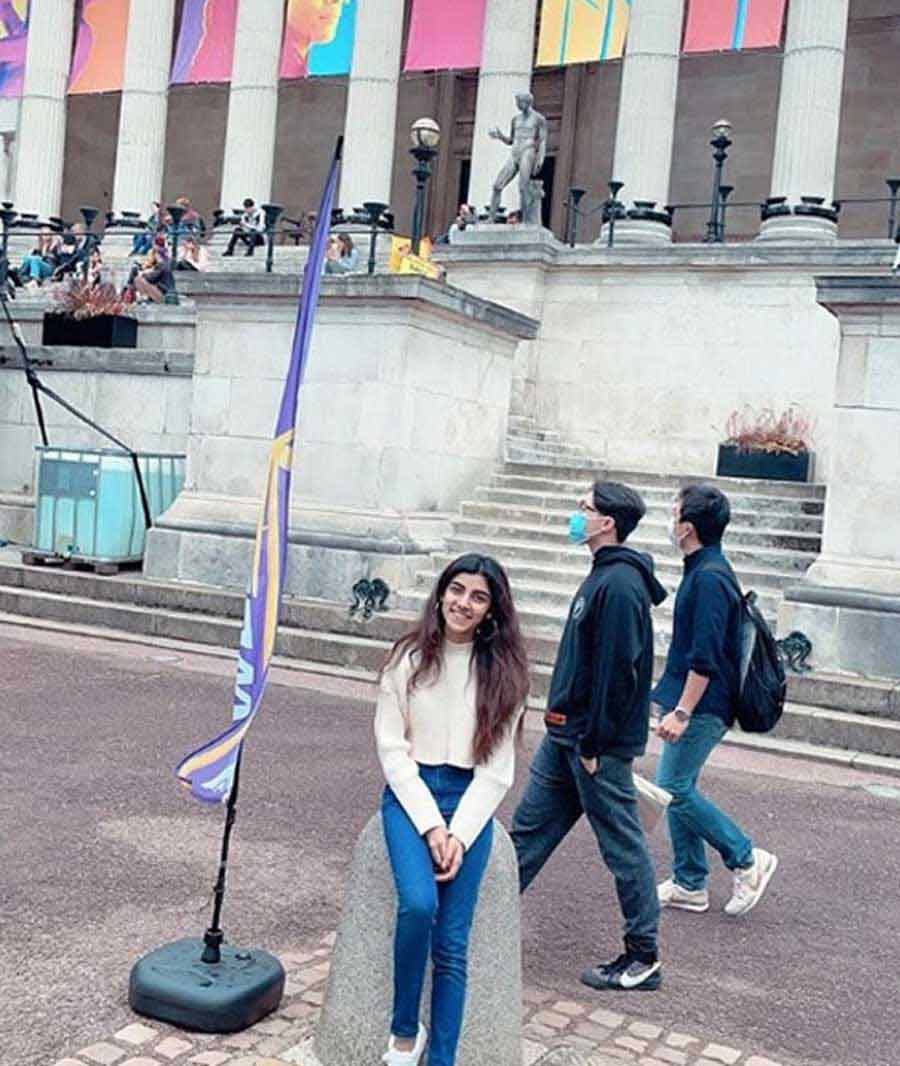 NEW JOURNEY: BCCI president Sourav Ganguly’s wife, Dona Ganguly, last week posted on Instagram this photograph of their daughter, Sana, in front of University College London (UCL) where Sana has recently secured admission to