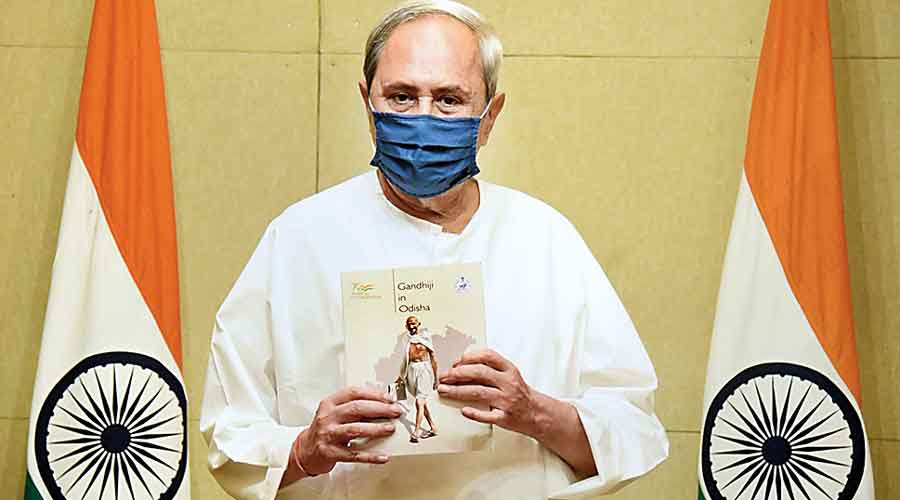 Naveen Patnaik releases a booklet on Mahatma Gandhi on his birth anniversary on Saturday.