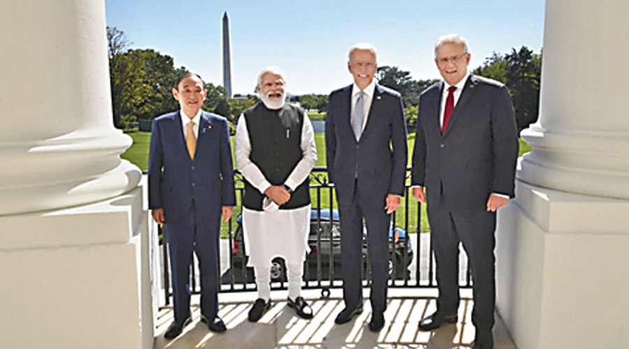 Prime Minister Narendra Modi, US President Joe Biden, Australian PM Scott Morrison and Japanese PM Yoshihide Suga before the Quad Summit, Friday, Sept. 24, 2021, in Washington.