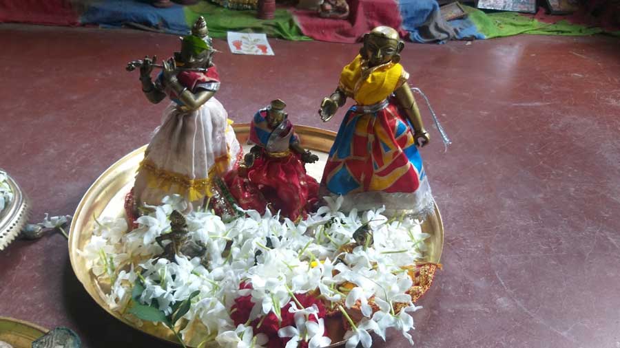 The ‘Bidhoba Radha’ idol. ‘Bidhoba Radha Puja’ is an indispensable part of the Chatterjee family puja rituals