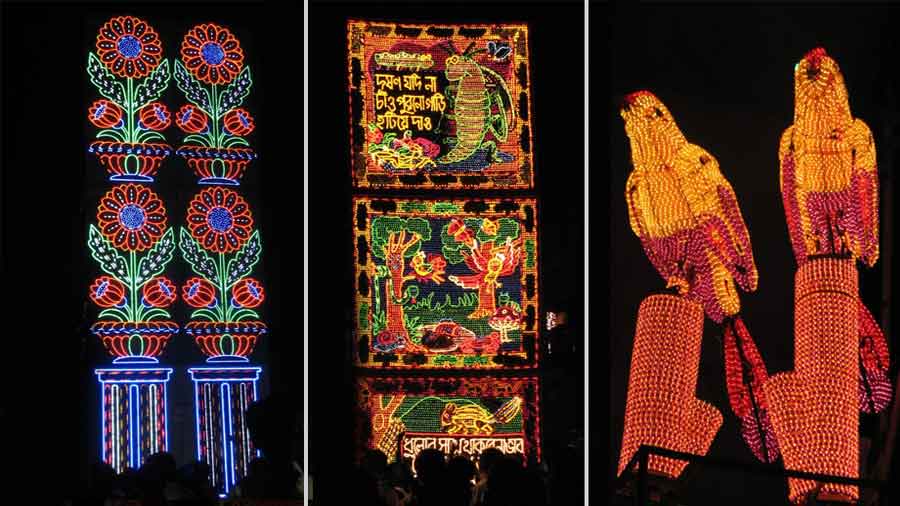 A collage of lighting works by Chandernagore artists