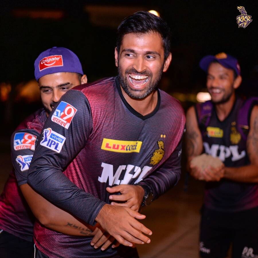 READY FOR IPL PLAYOFFS: Kolkata Knight Riders players celebrate their victory over Rajasthan Royals on Friday, October 8. It was also all-rounder Abhishek Nayar and bowler Pravin Vijay Tambe’s birthday