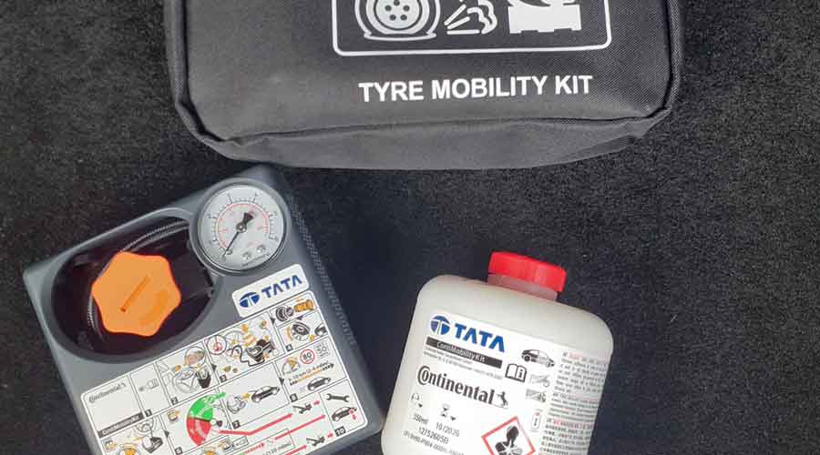 Along with a spare wheel, there is also a puncture repair kit that comes with the car
