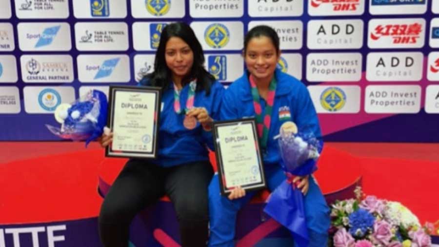 Last month, Prapti (right) bagged a silver medal at the 2021 Kazakhstan International Open with her doubles partner, Kaushani Nath