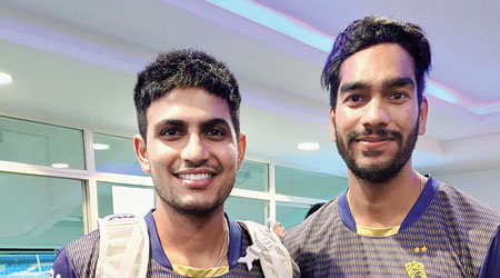 KKR openers Shubman Gill and Venkatesh Iyer after their win over RCB in Sharjah on Monday
