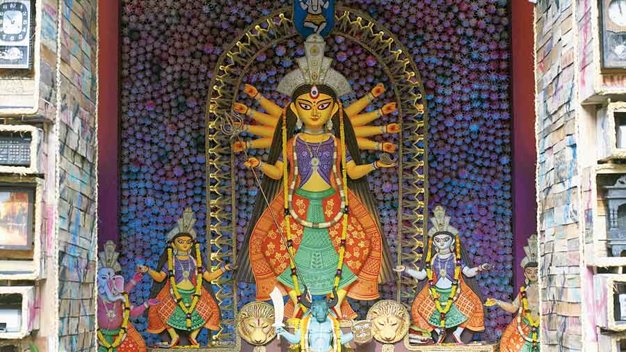 The idol at the puja