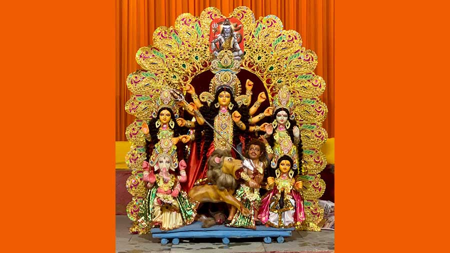 The Durga idol at the D Block pandal