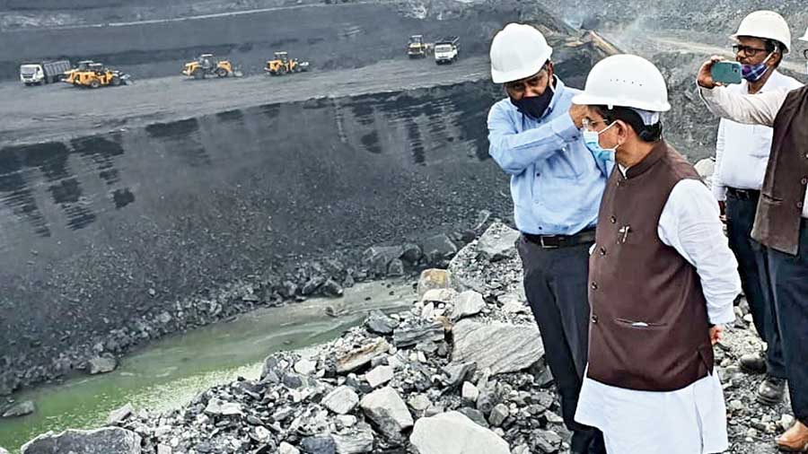 Union coal minister Pralhad  Joshi at Ashoka mines in Piparwar, Chatra.