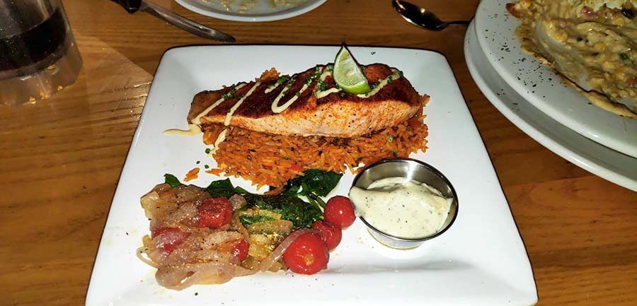 Blackened Fish from Chili’s: Rich fatty salmon covered in a chipotle spice rub and served with rice and veggies will, without a doubt, make you feel warm and fuzzy inside. Try this dish at the Quest Mall or South City outlets and switch the salmon for bass if you prefer flaky white fish. 