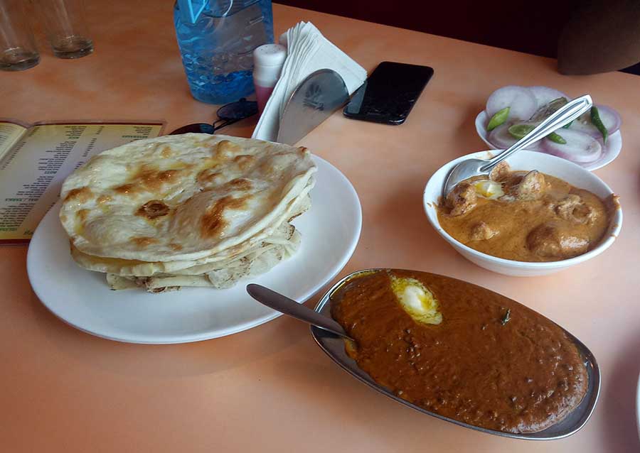 Dhaba meal from Jai Hind Dhaba: Aloo Do Pyaza, Chicken Butter Masala, Dal Tadka.... the spicy, buttery taste of these dishes at the Lansdowne dhaba never fails to make us happy. Enjoy the meal from the comfort of your car or step into the multi-level dhaba to dine. 