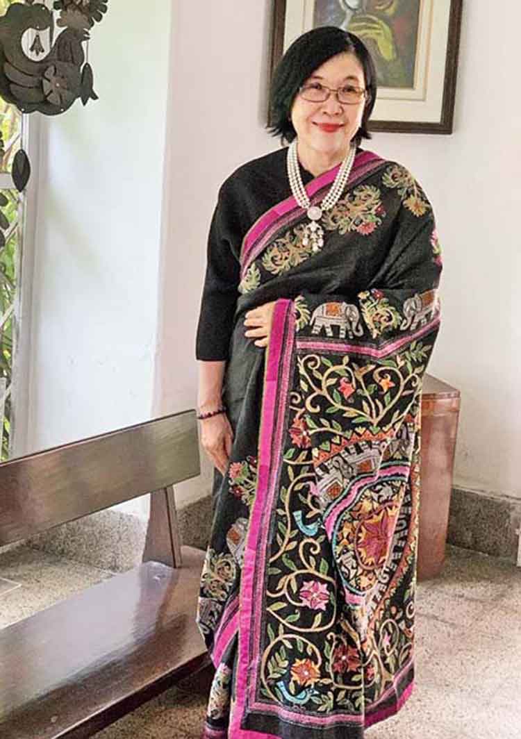 Consul General of Thailand Sweeya Santipitaks at her residence in a sari