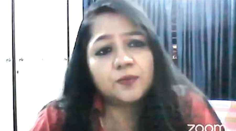 Shubhra Shah, author and psychotherapist, speaks at the online session