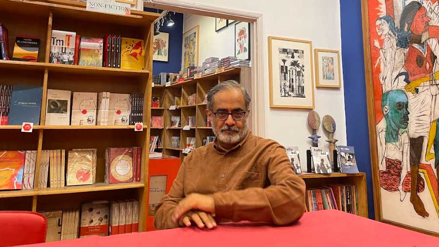 Naveen Kishore at Seagull Bookstore in Bhowanipore
