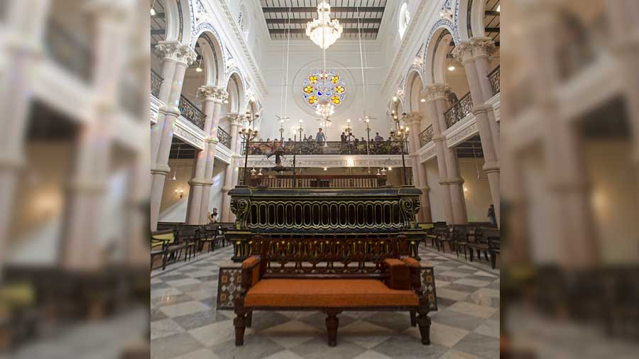 The interiors of the magnificent Magen David Synagogue