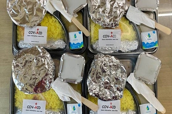 Meal boxes distributed by COV-AID.