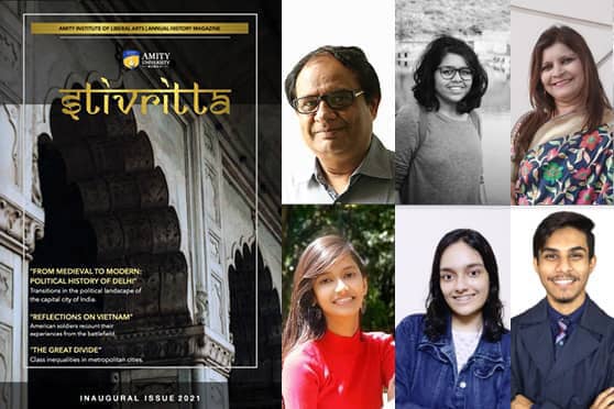 (L-R, clockwise) The Itivritta magazine cover; Deepak Hawaldar, Mrunmayee Satam, Chhaya Goswami, Aqib Mulla, Ananya Bhattacharya and Ishika Desale. 