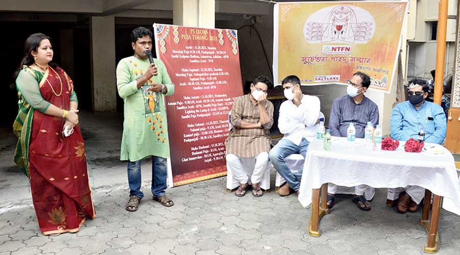 PS Ixora residents talk about their activities in presence of former DIG, Border Security Force, Samir Kumar Mitra (extreme right)