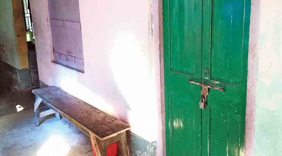 The locked room in Diamond Harbour’s Naiapara from where Mithu Halder was arrested on Wednesday. 
