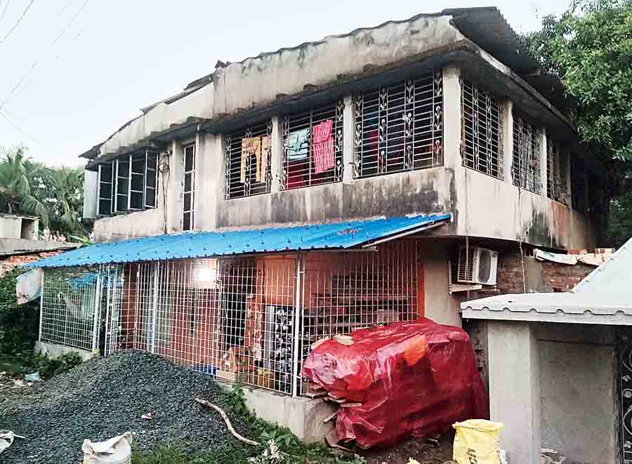 The first house in Diamond Harbour’s Bhagabanpur where Mithu Halder lived on rent. Mithu and her two sons, Vicky and Bilash, had rented a room on the ground floor of the house, police said. 