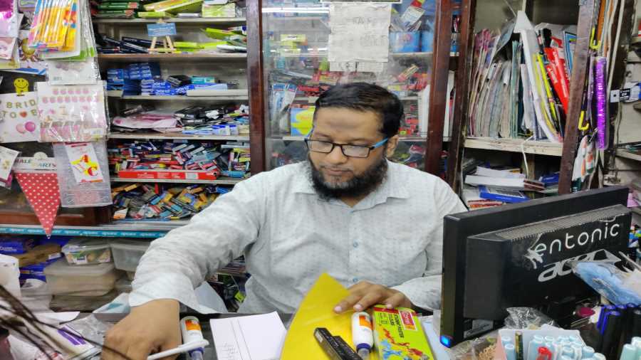 Latiuddin Mullick is the third-generation owner of the stationery shop. 