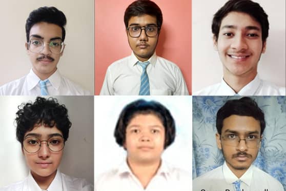 (L-R, clockwise) Abahan Roy, Agnibha Chakraborti, Aryamaan Biswas, Nandini De, Purnagata Chatterjee and Sayan Bandyopadhyay