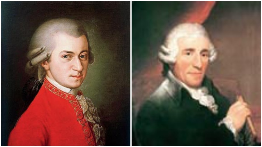     (left to right) WA Mozart, Joseph Haydn