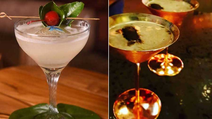 One8 Commune Kolkata’s head mixologist Neeraj Sharma shares exciting mixes on his Instagram like (left) The Fairy Lady and Charred Cinnamon Infused Bourbon