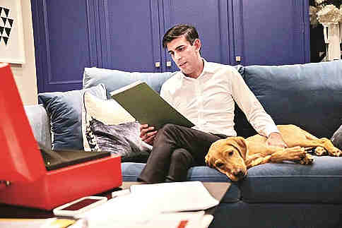 Rishi Sunak with his dog, Nova.