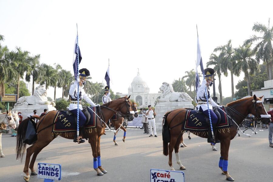HORSE SENSE: Kolkata police in collaboration with the West Bengal Pollution Control Board has initiated a Clean City drive. To keep the avenues in front of the Victoria Memorial Hall clean, Kolkata Mounted Police has introduced diapers for their 69 horses. With a humorous post on Facebook, Kolkata police on Saturday, October 30, uploaded this photograph