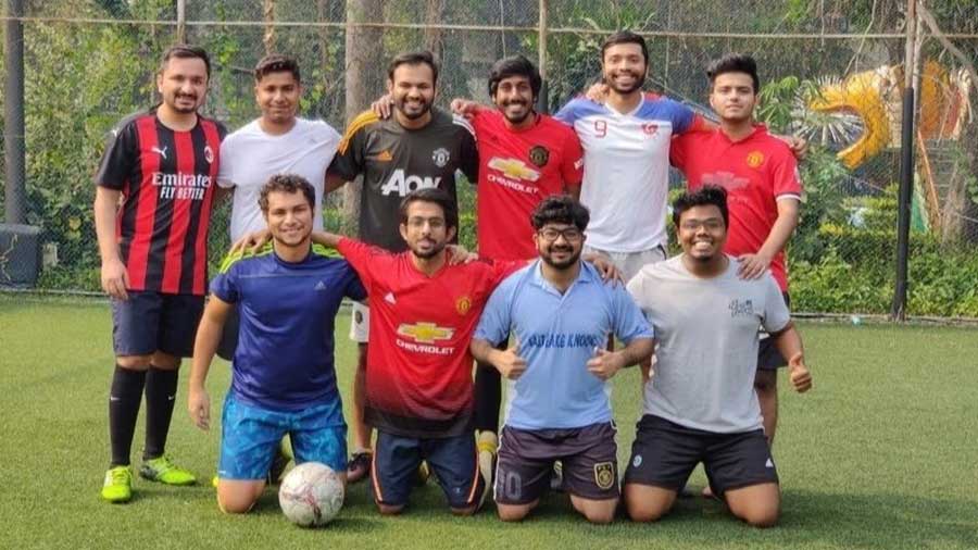 Arinjay Ghosh and his friends before a match at the arena.