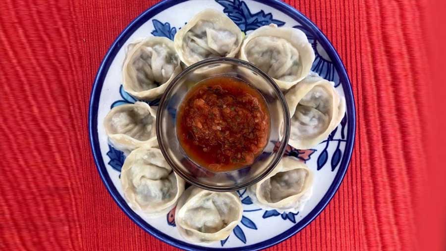 Momocha momos with their signature chutney.