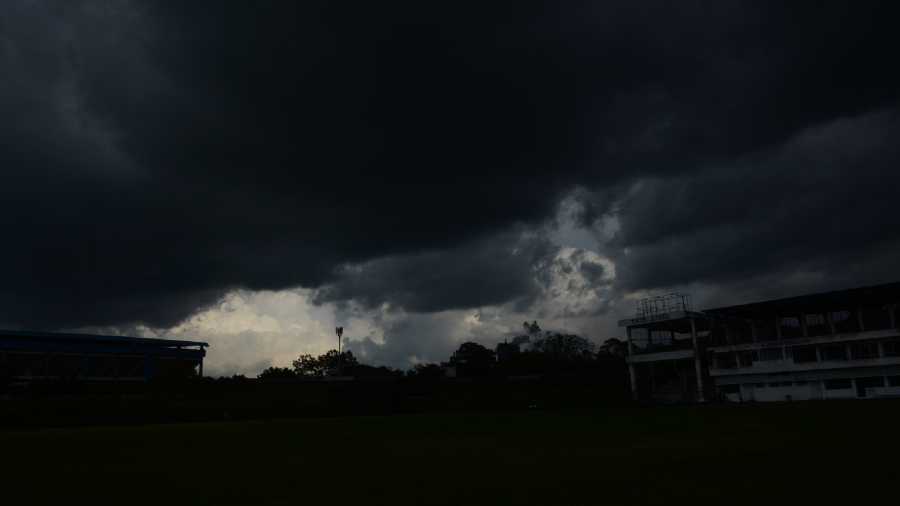 Dark clouds hover over Jamshedpur on Monday.