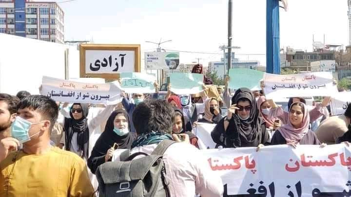 A number of men and women took to the streets of Kabul chanting slogans against Pakistan as they claimed the country's jets conducted airstrikes in Panjshir province.