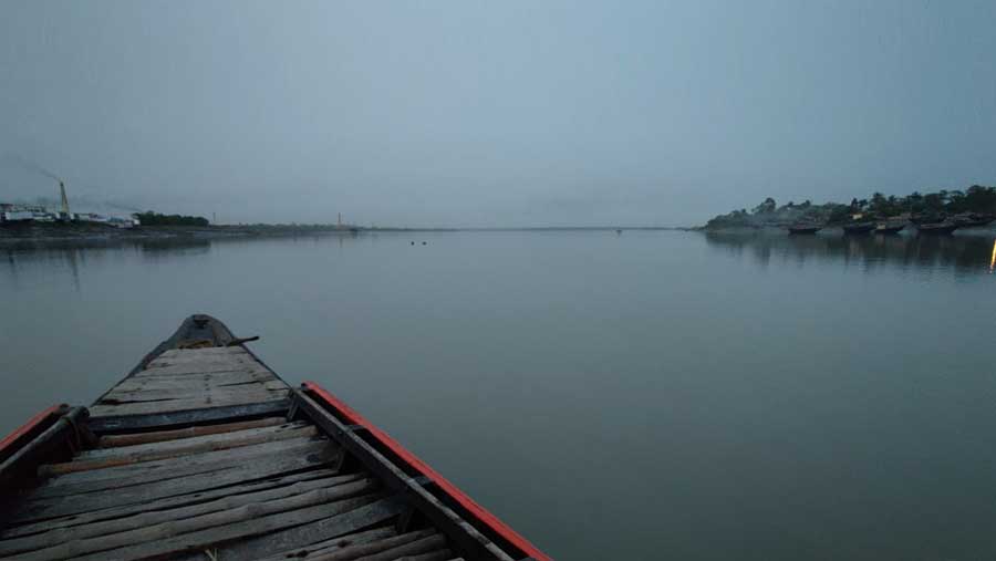 Bangladesh looms in the distance as we sail down Ichamati