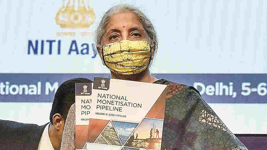 Union Minister for Finance & Corporate Affairs Nirmala Sitharaman during the Launch the National Monetisation Pipeline (NMP), in New Delhi, Monday , Aug. 23, 2021.