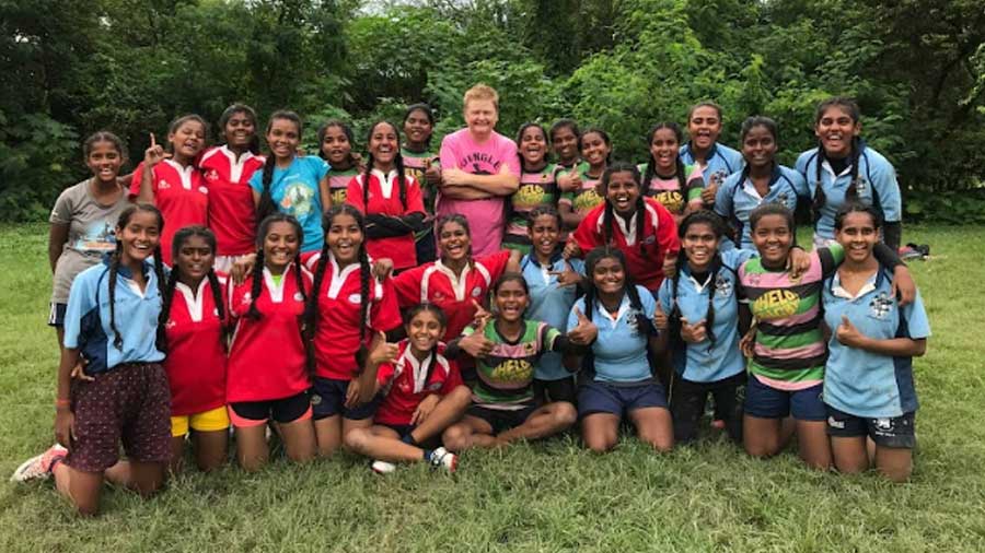 Paul Walsh on the Maidan with the Khelo Rugby team