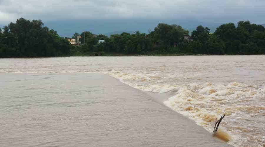 The Subernarekha river at at Mango in Jamshedpur on Monday. 