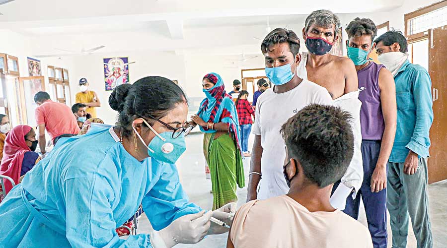 According to official sources, around 75 per cent of India's all eligible adult population has been administered at least the first dose and around 31 per cent has received both the doses of the vaccine.